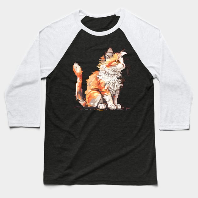 Lady Cat Pixel - Love Cats Baseball T-Shirt by Karin Wright